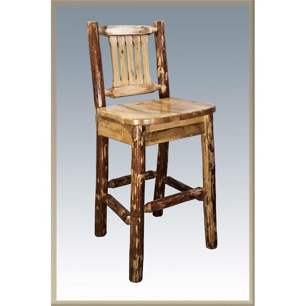 Montana Woodworks Montana Woodworks MWGCBSWNR24 Glacier Country Collection Counter Height Barstool with Back MWGCBSWNR24 - main